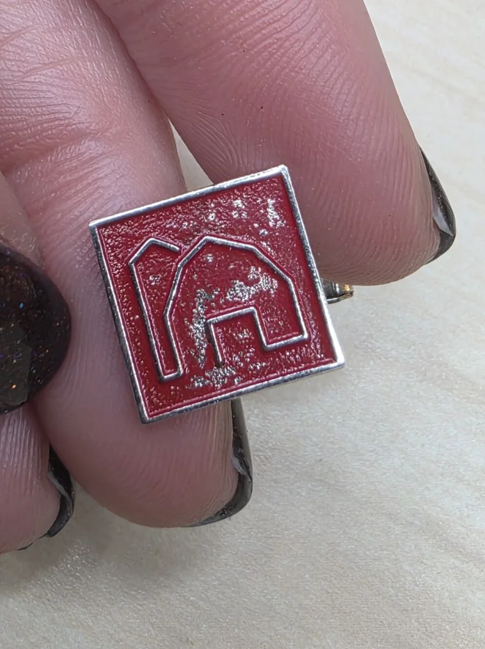 Vintage 1960s Red Enamel Barn & Silo Cufflinks